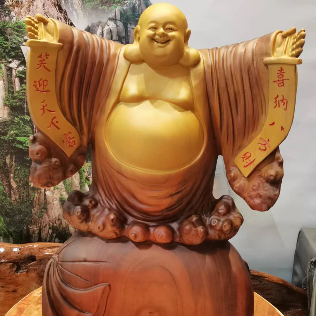 香樟木人物雕刻摆件