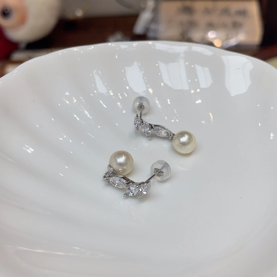 银S925镶嵌耳饰海水珍珠