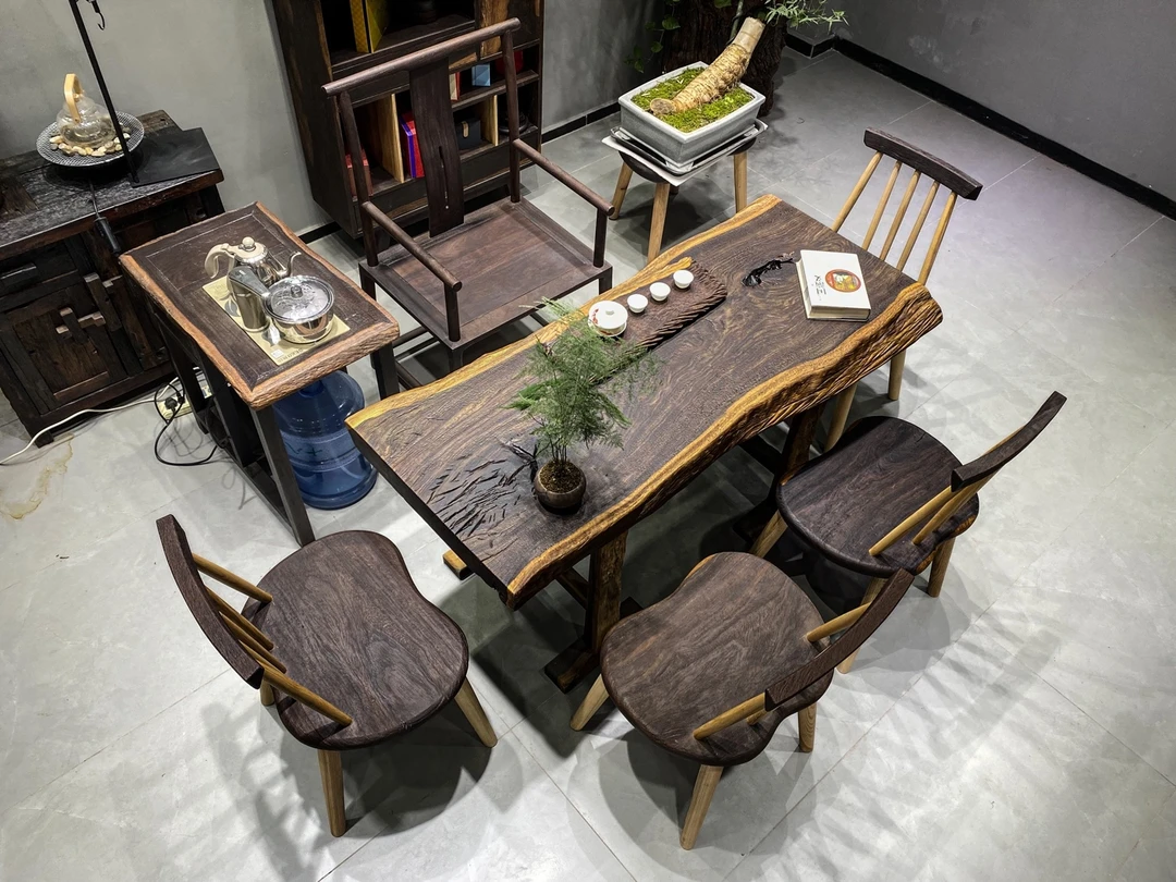 黑檀冲砂化纤大板 自然边 141*61.5*8办公桌书桌餐桌茶几