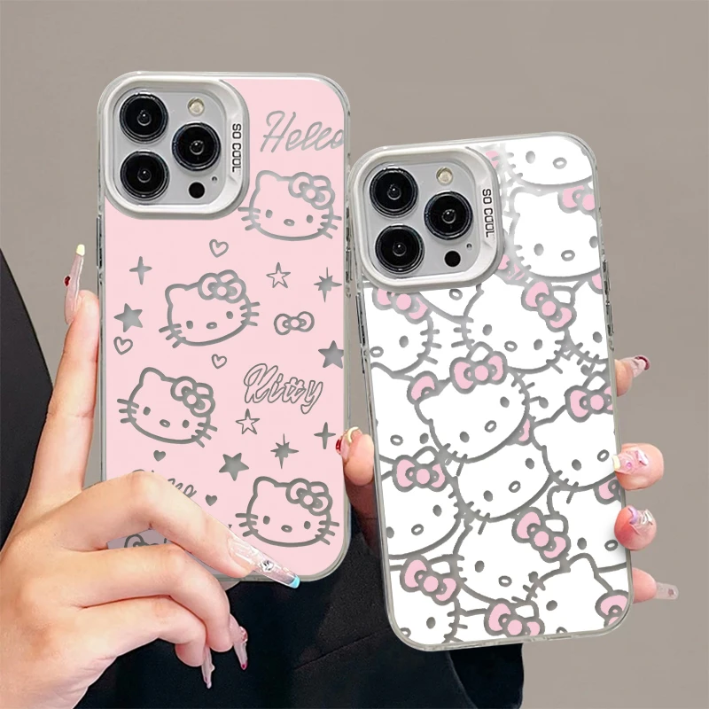 奥菲顿白粉底满图kt猫适用iphone16元气手机壳华为vivo小米oppo套