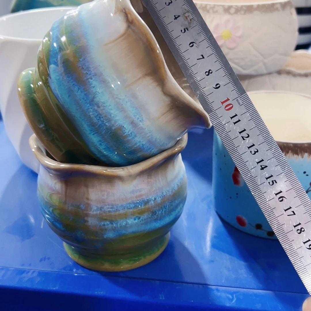 有孔，外贸尾单陶瓷花盆凑单10米包邮