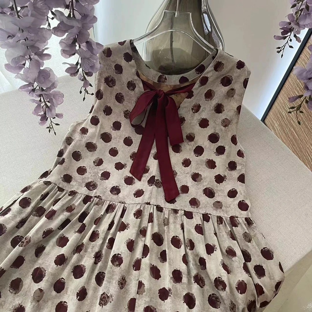 【喜儿定制】X夏季新款休闲时尚长款无袖波点裙汉服休闲中大童