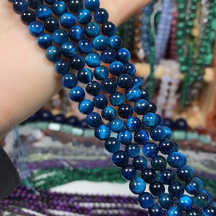 玛瑙/玉髓未镶嵌珠宝半成品A级虎眼卡6mm一条