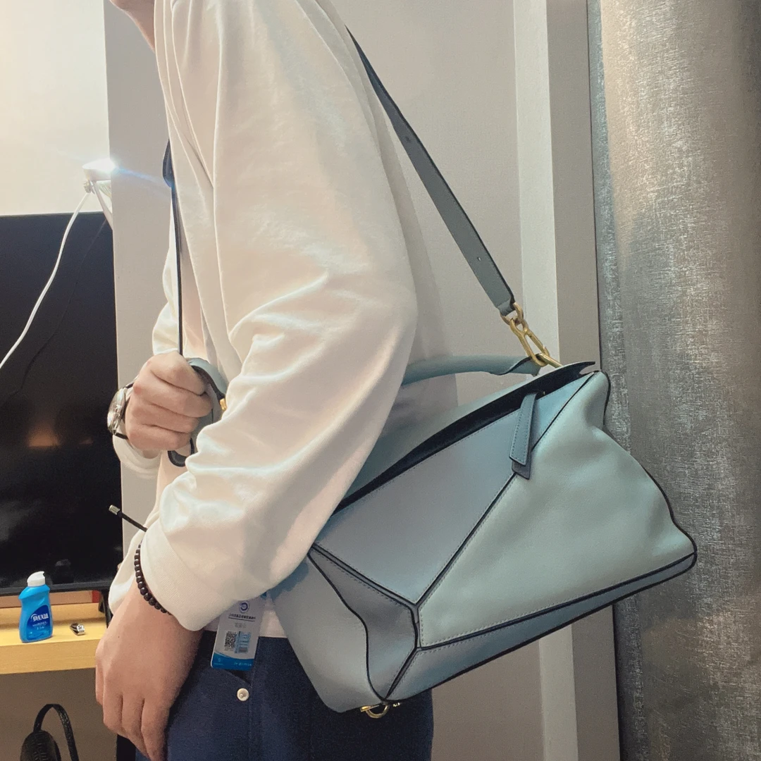 95新 LOEWE/罗意威 【涛】18 0461 拼色中号几何包