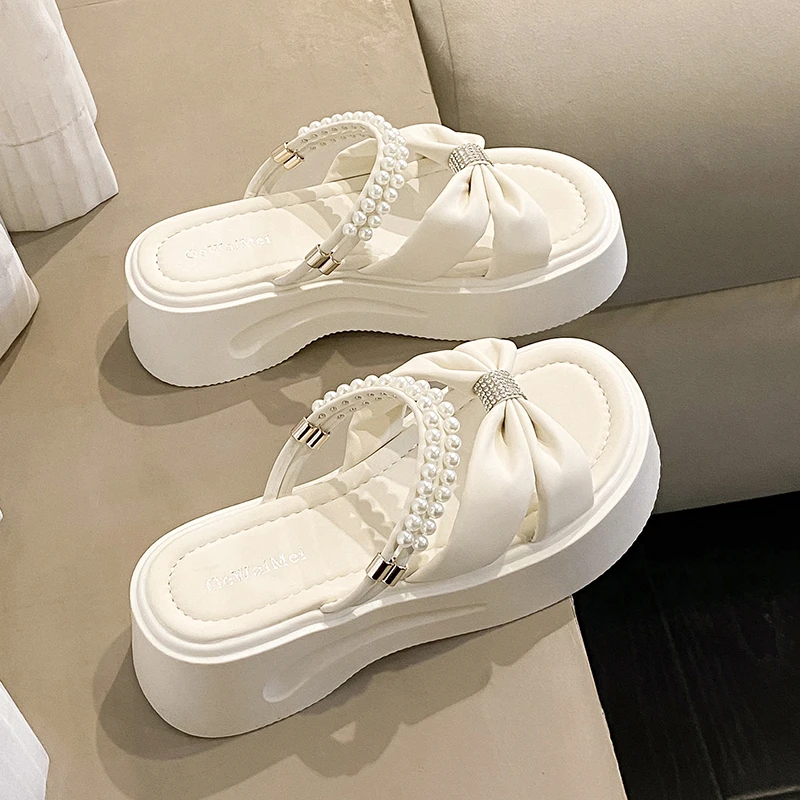 配裙子凉鞋外穿休闲女夏季仙女风2025时尚韩系厚底罗马平底鞋百搭