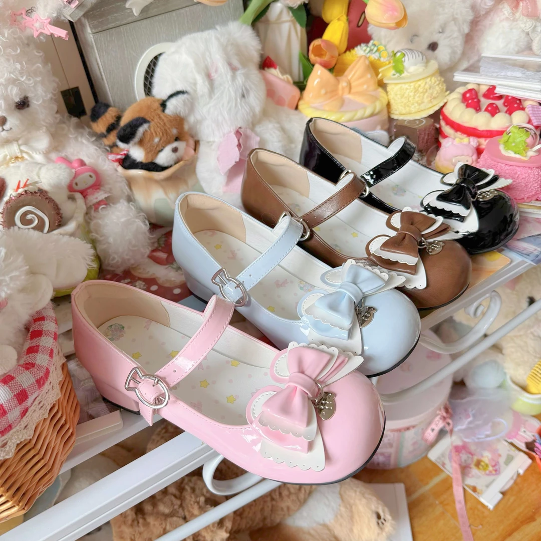 鱼摆摆原创【小鱼派低跟3.5厘米】百搭可爱圆头洛丽塔lo鞋小皮鞋