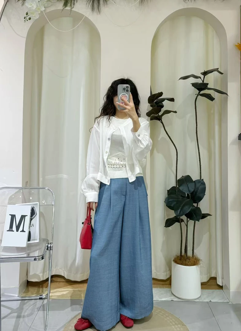 韩系氛围感防晒开衫棉麻衬衫宽松慵懒风短款外搭上衣