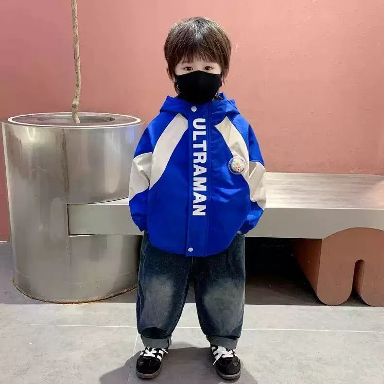 男童外套儿童2025新款秋冬装小男孩加绒加厚冲锋衣宝宝奥特曼衣服