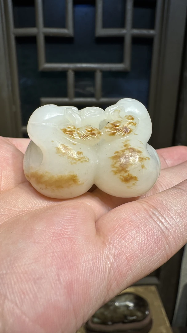 和田玉好事成双鸳鸯摆件