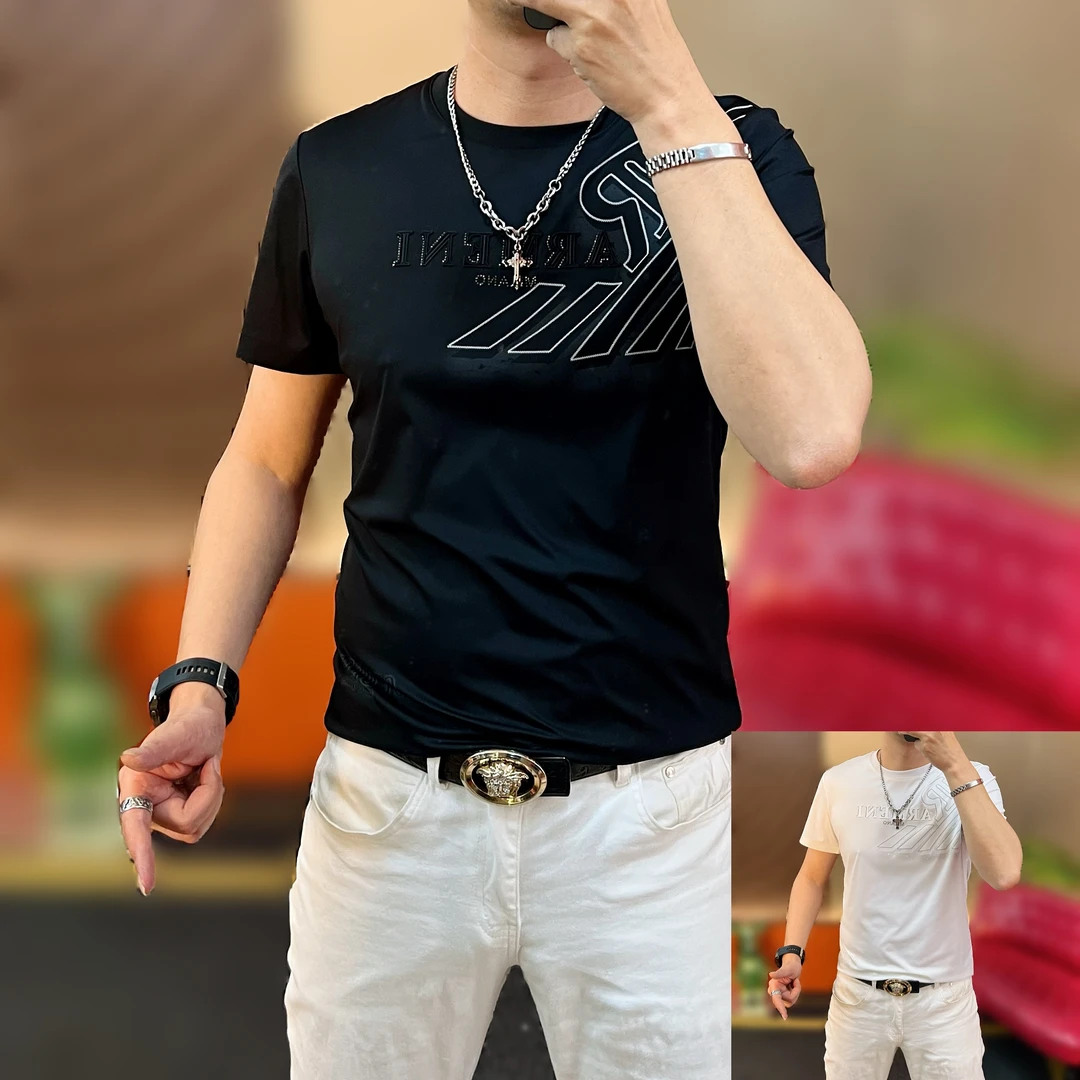 大奔哥2025夏季新款时尚休闲轻奢高品质无痕度假男士圆领潮流半袖