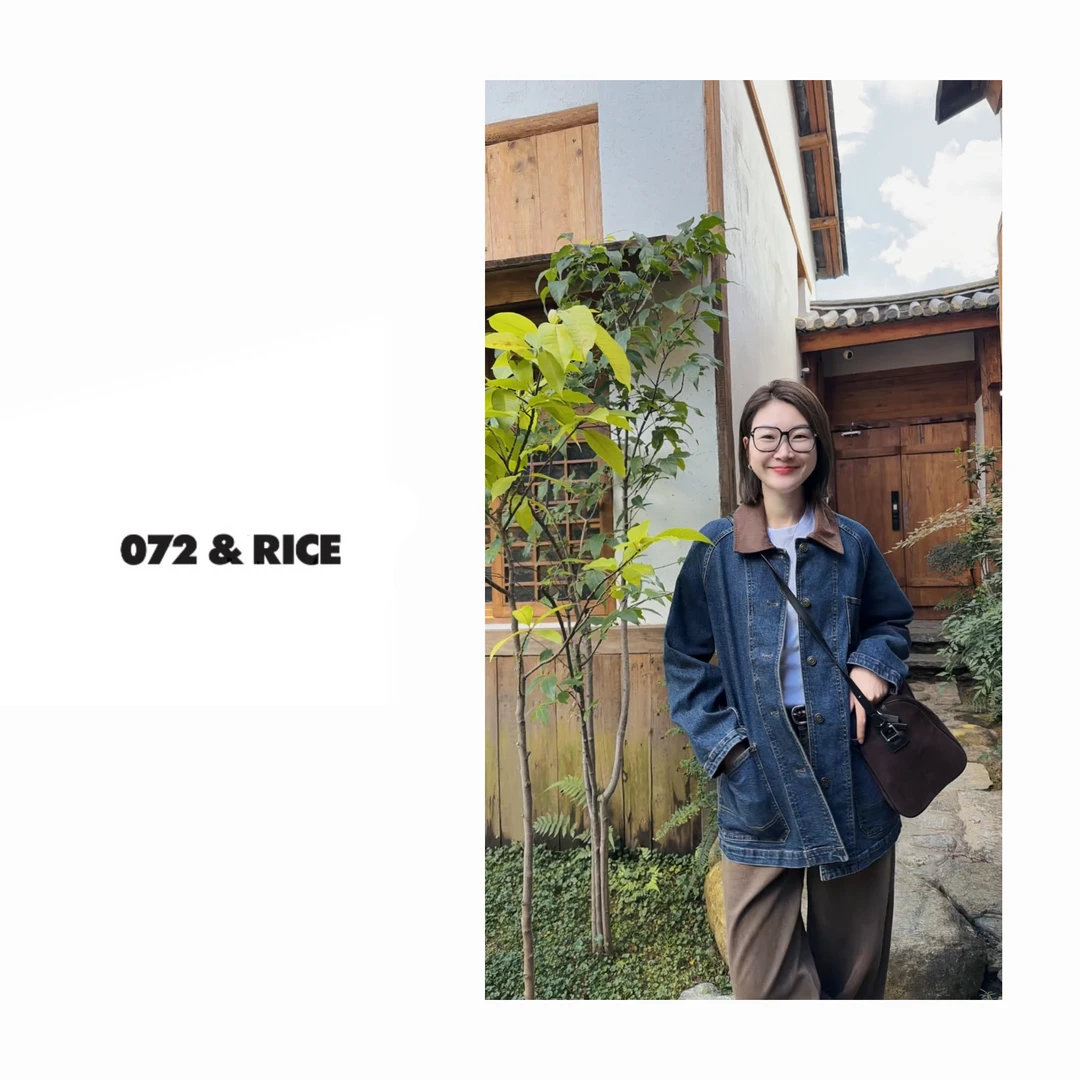 072 & RICE【洱海外套】棉 秋季翻领水洗长袖牛仔外套 A-32MU166
