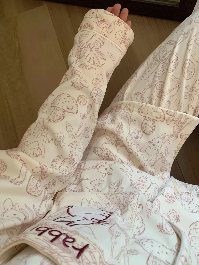 少女甜美可爱卡通刺绣兔子睡衣女春秋新款韩版ins长袖长裤家居服