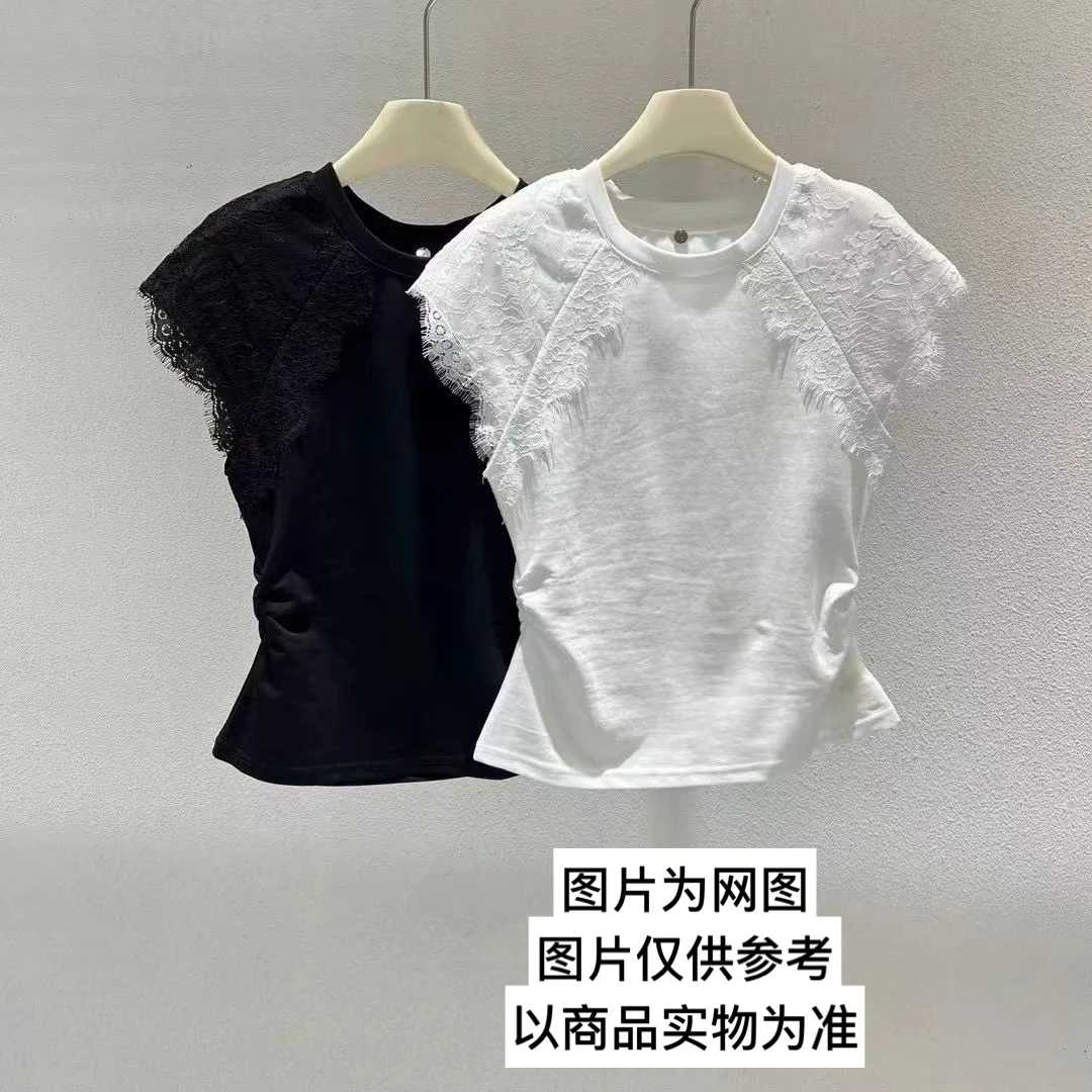 大码女装休闲拼接蕾丝上衣