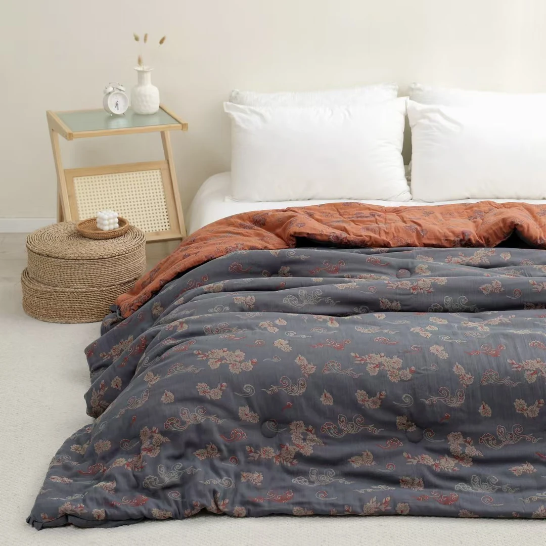 M【麒麟祥云】 200*230cm高奢双层纱色织提花驼绒大豆蛋白被