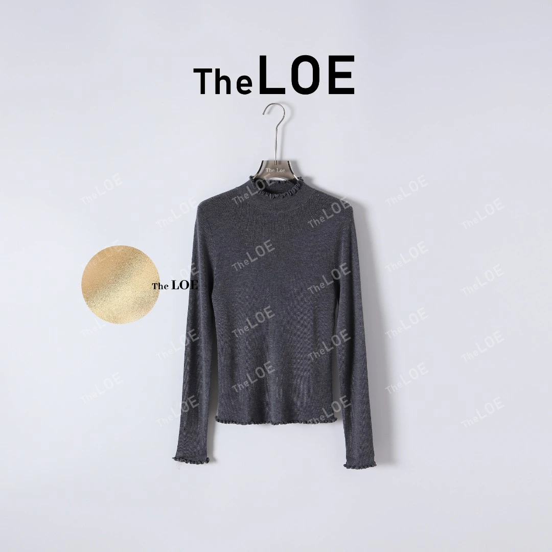 TheLOE/185g羊绒羊毛木耳边简约慵懒感半高领打底衫#LE-HD8309