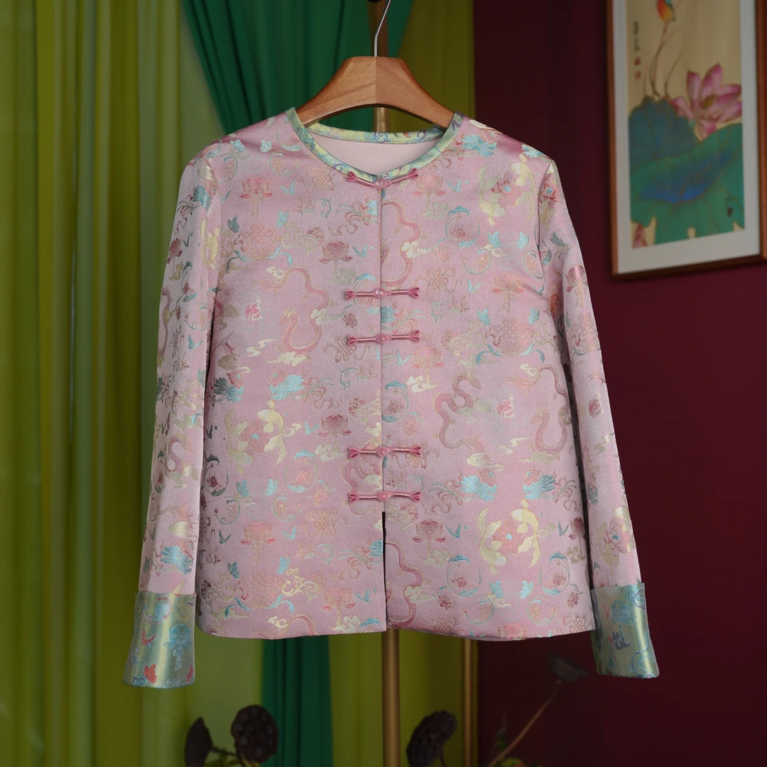 【闲庭序】李德喜・'鱼跃龙门'老宋锦织金新中式中式上衣