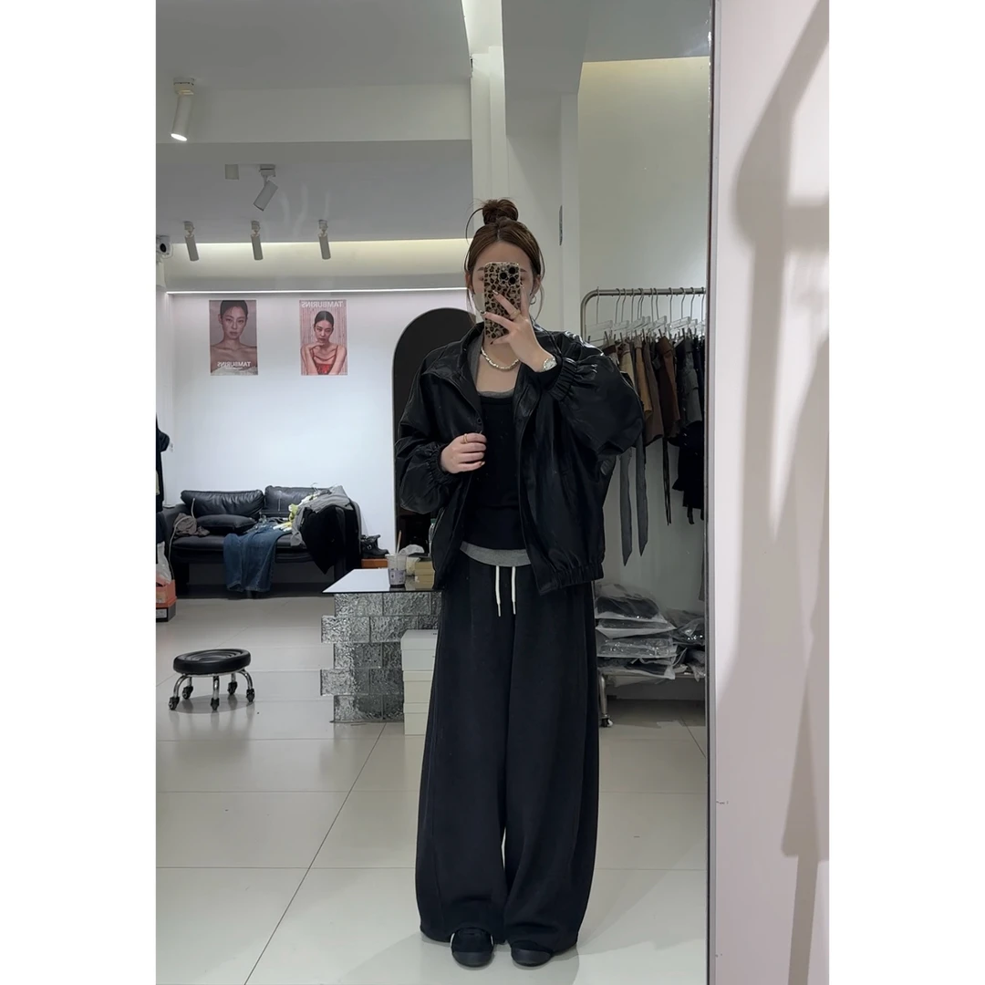 【小个家】“老钱皮衣”软糯显瘦防风落肩袖皮衣外套
