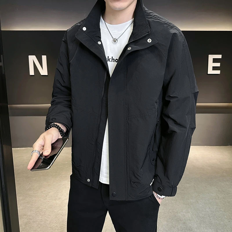 男士外套时尚百搭潮流帅气立领夹克新款春季翻领外套休闲夹克801