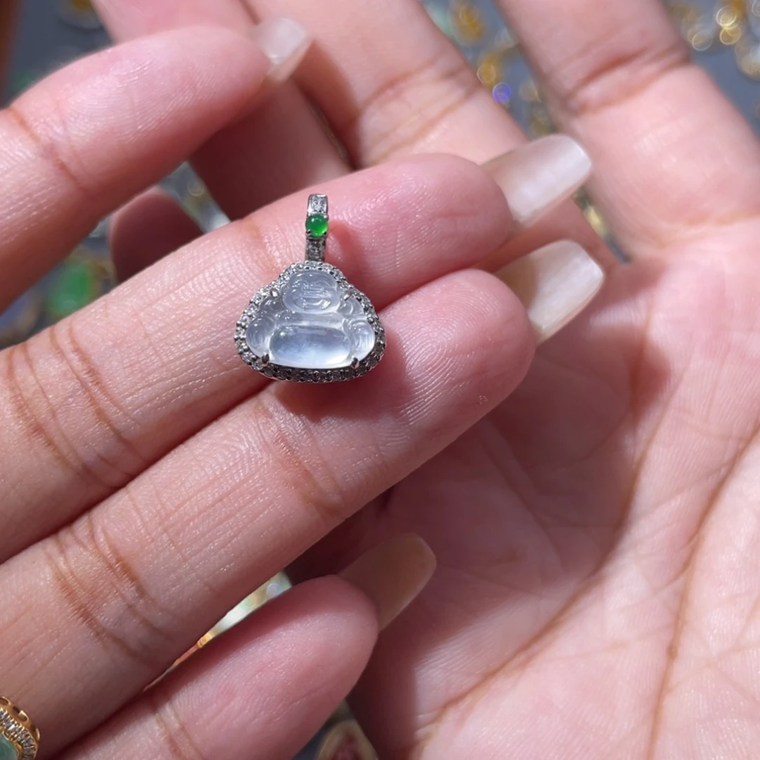 吊坠(不含链)18K金镶嵌翡翠