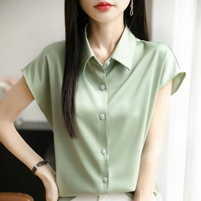 高端衬衫无袖女款职业装百搭时尚缎面丝滑上衣