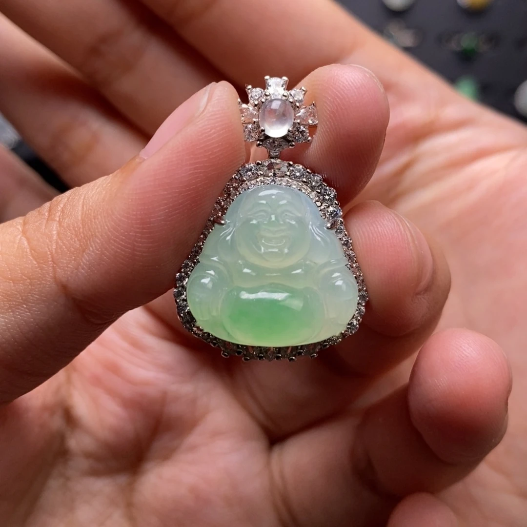 翡翠银S925镶嵌吊坠(赠链)