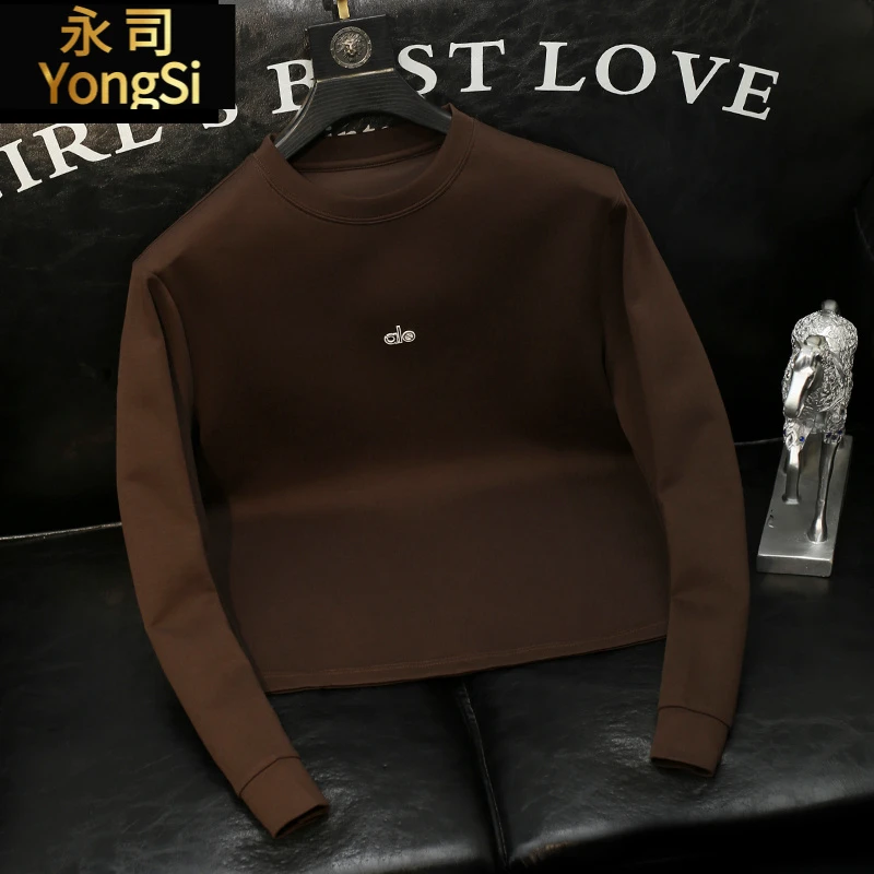 男士长袖休闲圆领秋冬百搭潮流修身加绒保暖卫衣永司春秋男士圆领