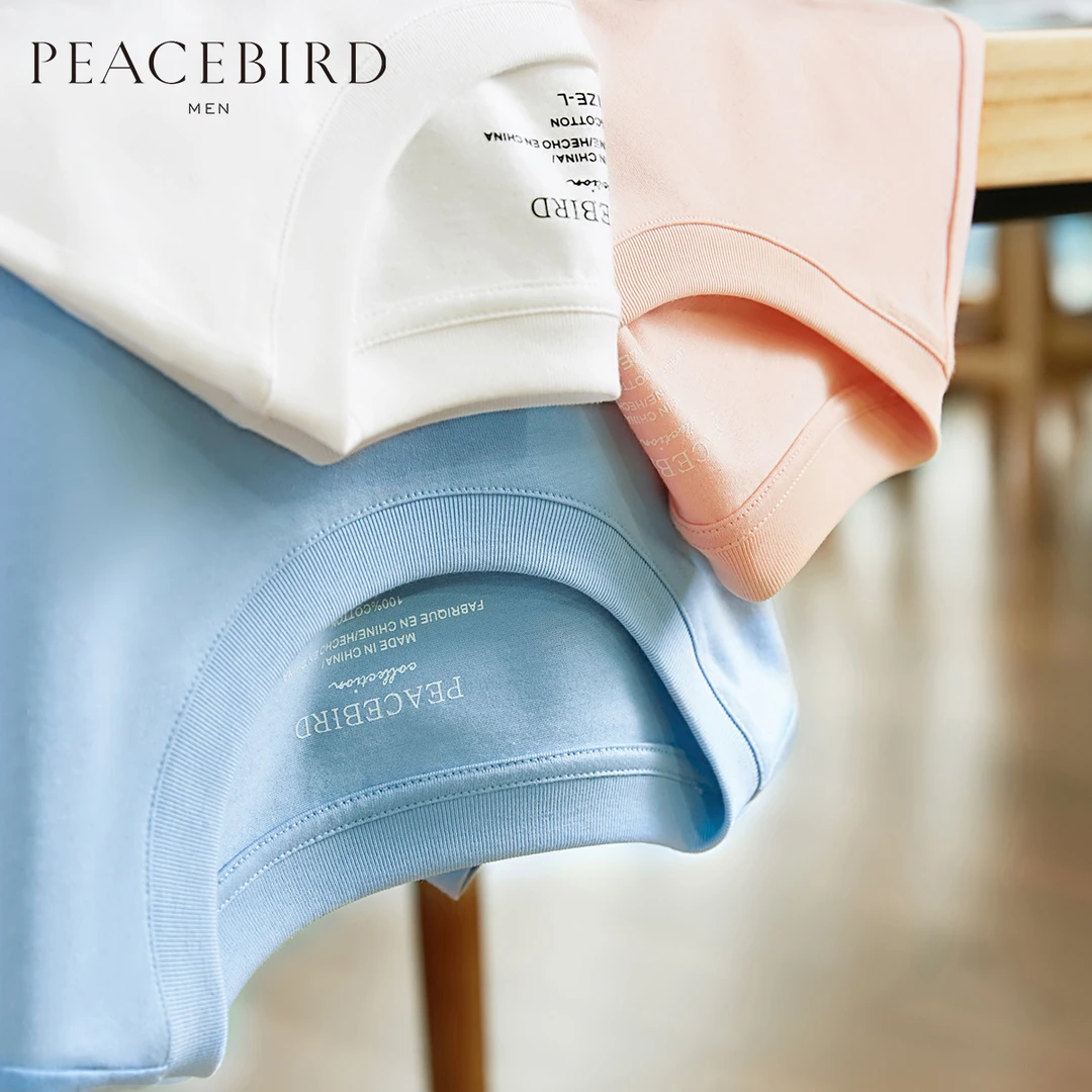 PEACEBIRD/太平鸟短袖T恤男夏季纯色打底衫T恤韩版BWCNE2113
