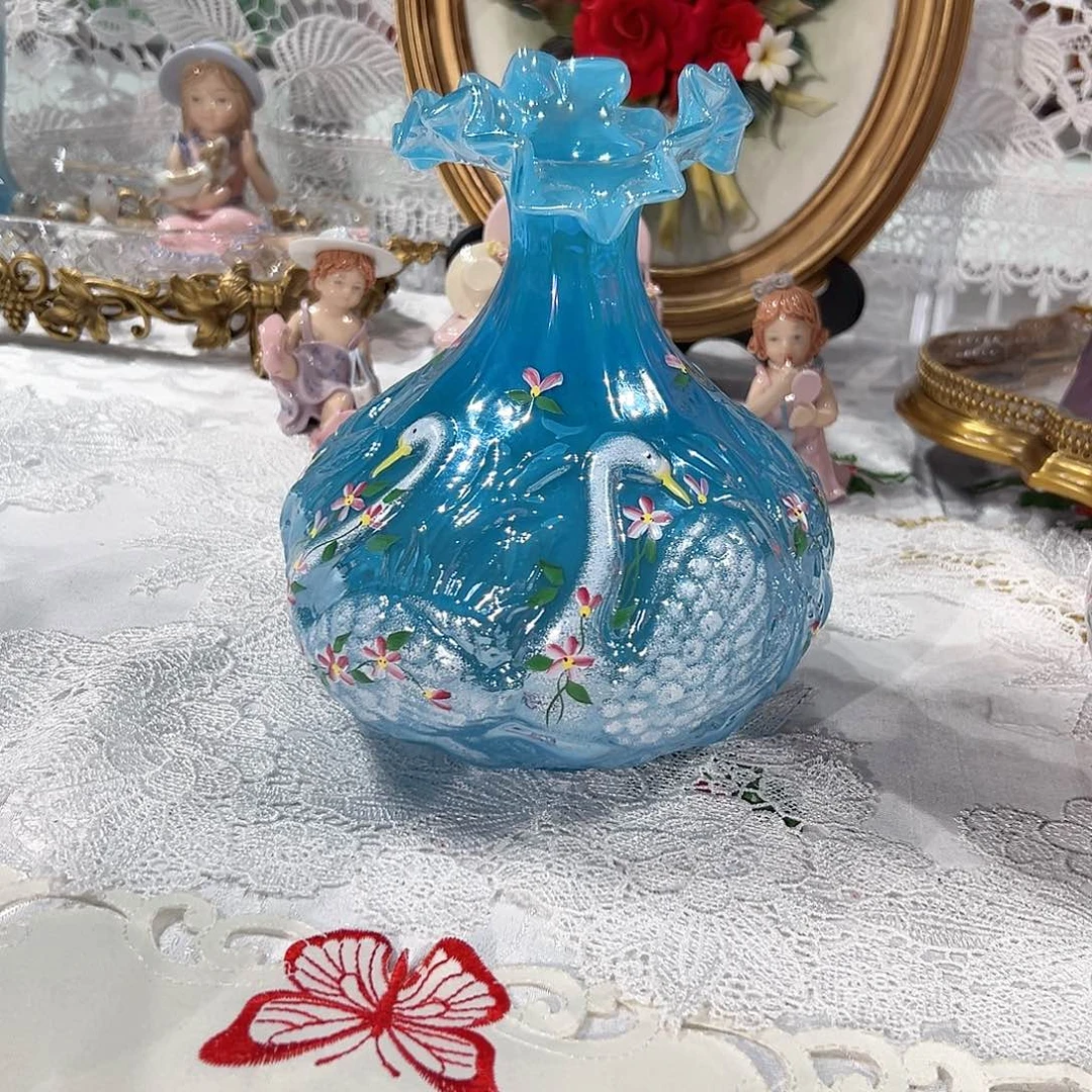 陶瓷0127福利蓝色天鹅花瓶