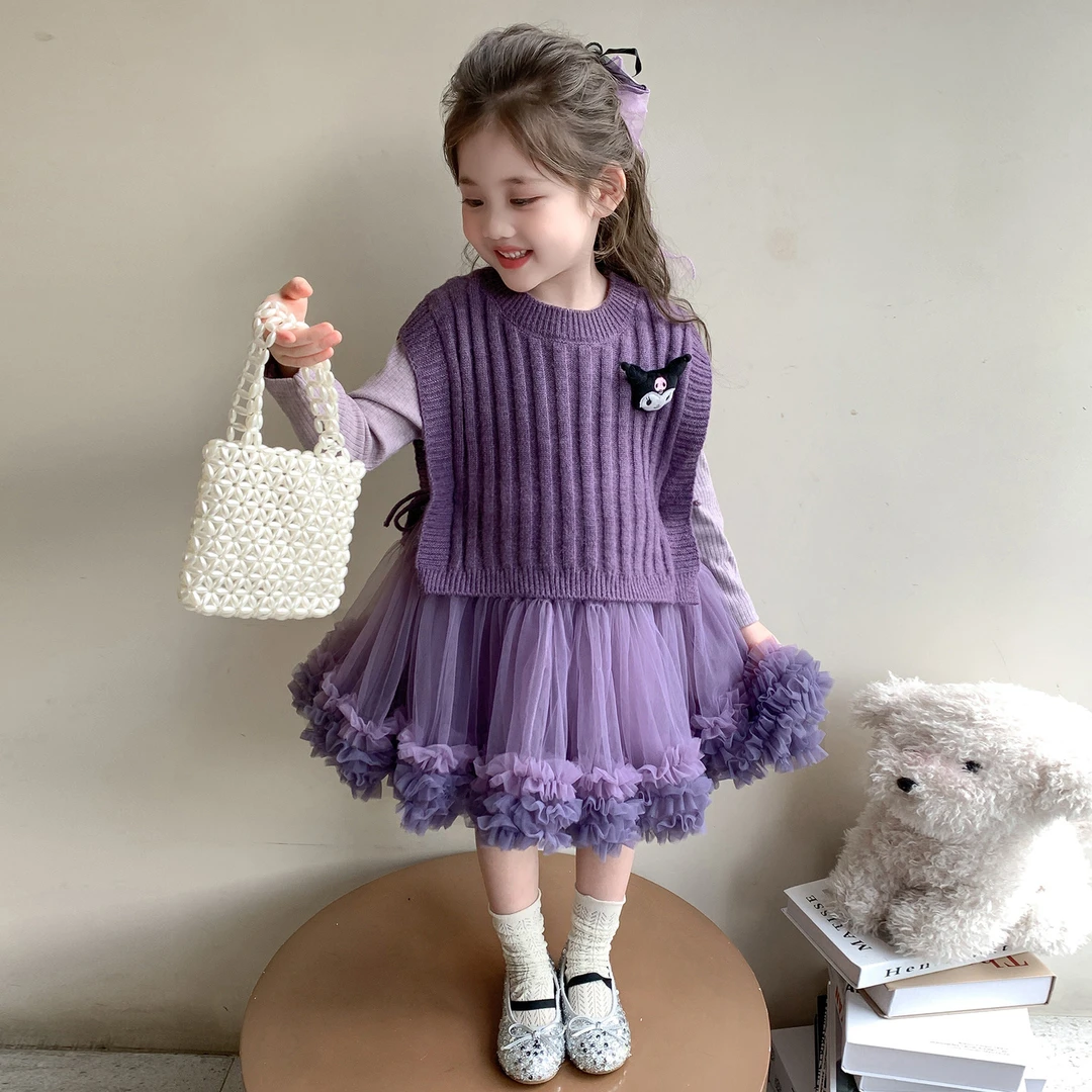 女童库洛米连衣裙儿童秋装2025新款马甲裙子套装女宝宝秋季公主裙