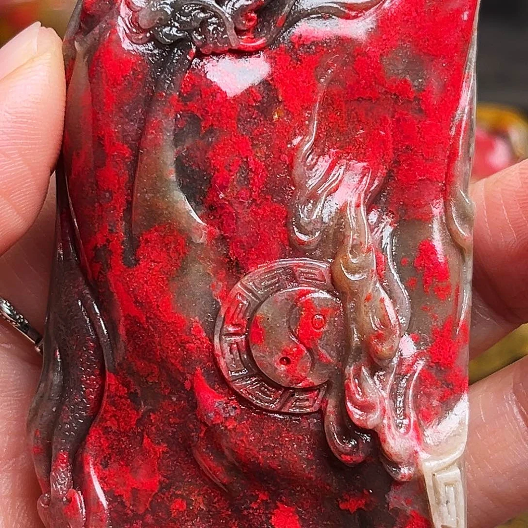 昌化石印石道*鸡血石摆件