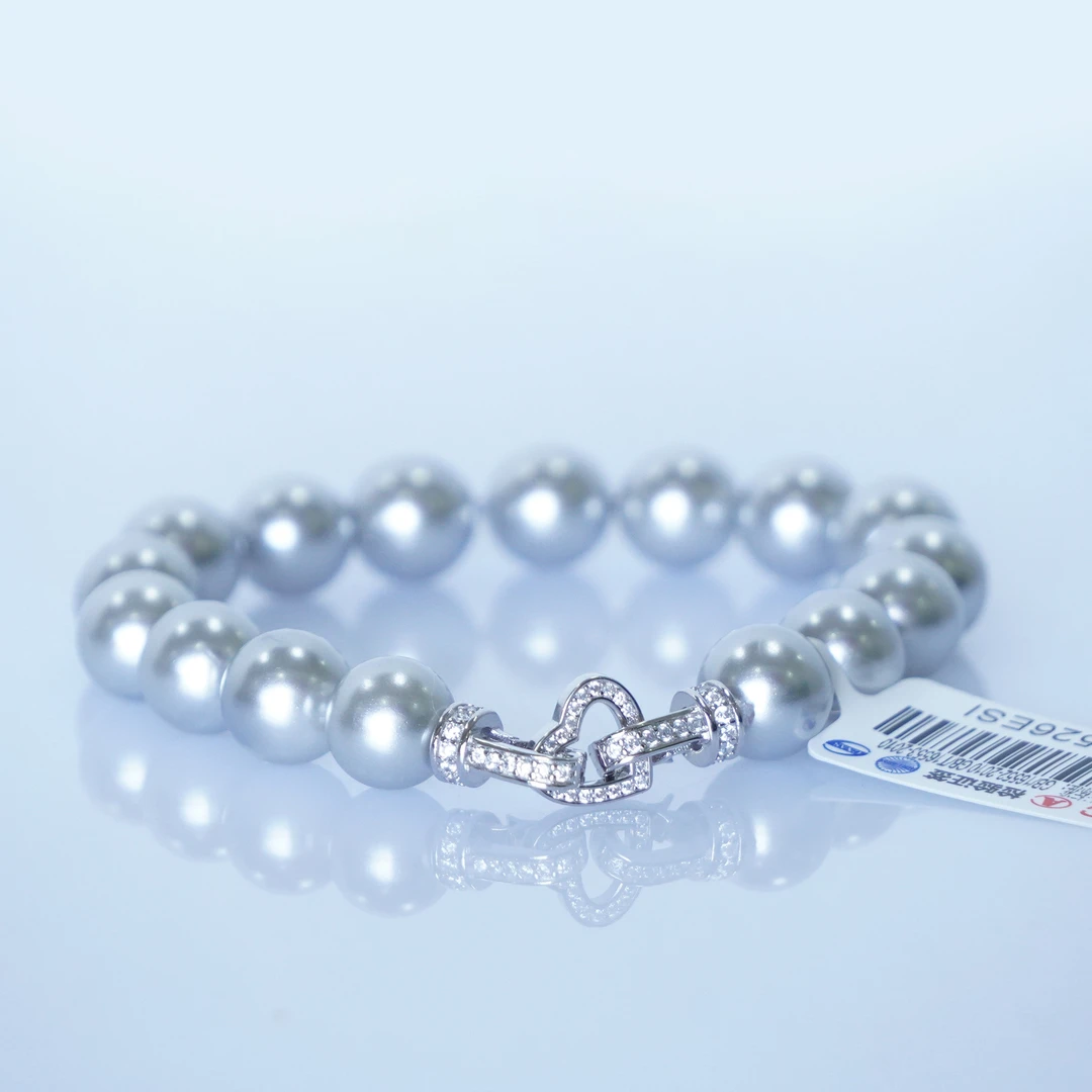 925银银制品 银镶贝珠手链