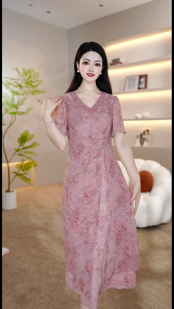 <0D85>2025年夏季新款时尚气质优雅连衣裙中式减龄气质连衣裙
