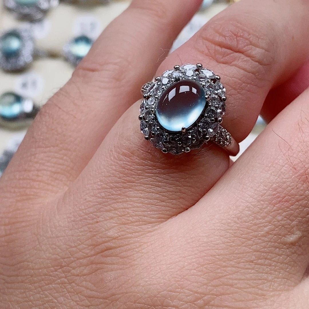 银S925镶嵌蛇纹石玉戒指D***l