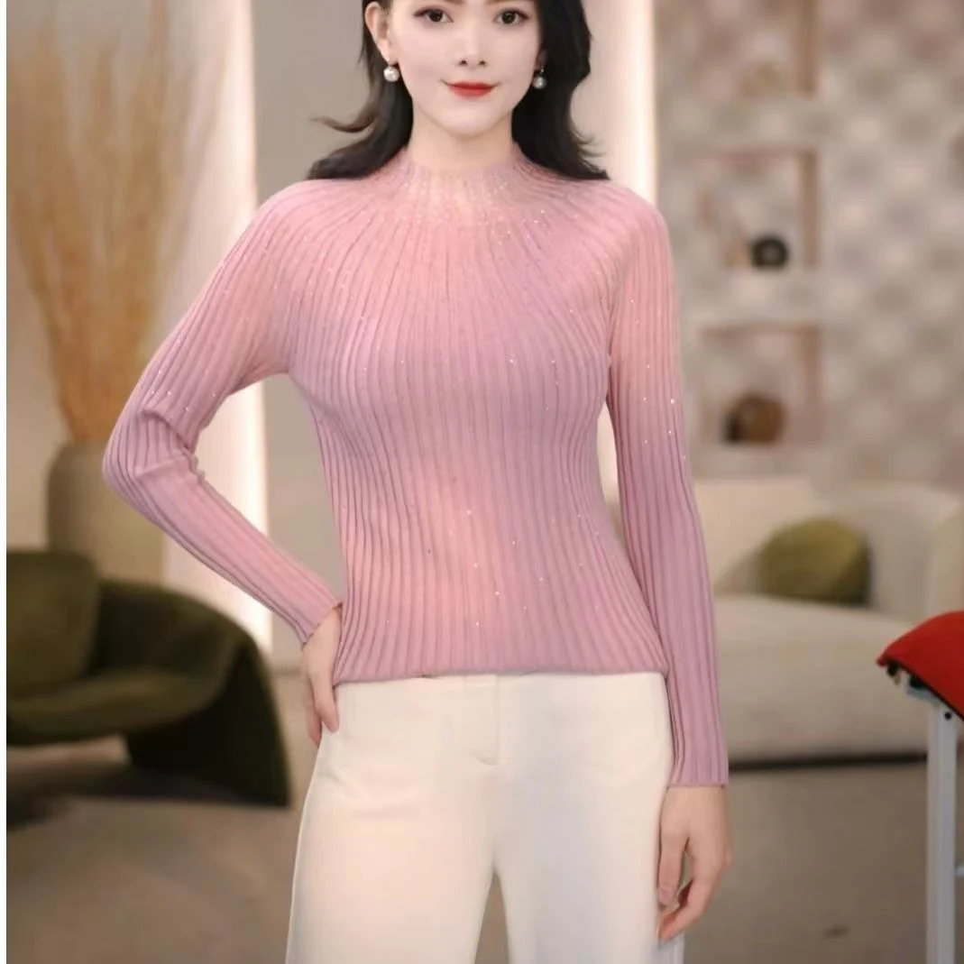 半高领2025百搭秋冬新款精致女上衣显瘦打底套头外穿针织H5-29