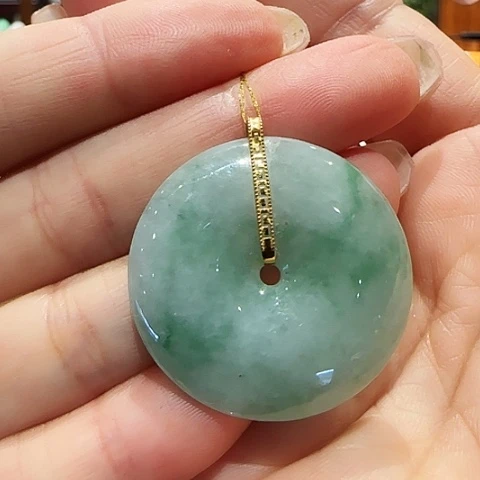 翡翠18K金镶嵌吊坠(不含链)