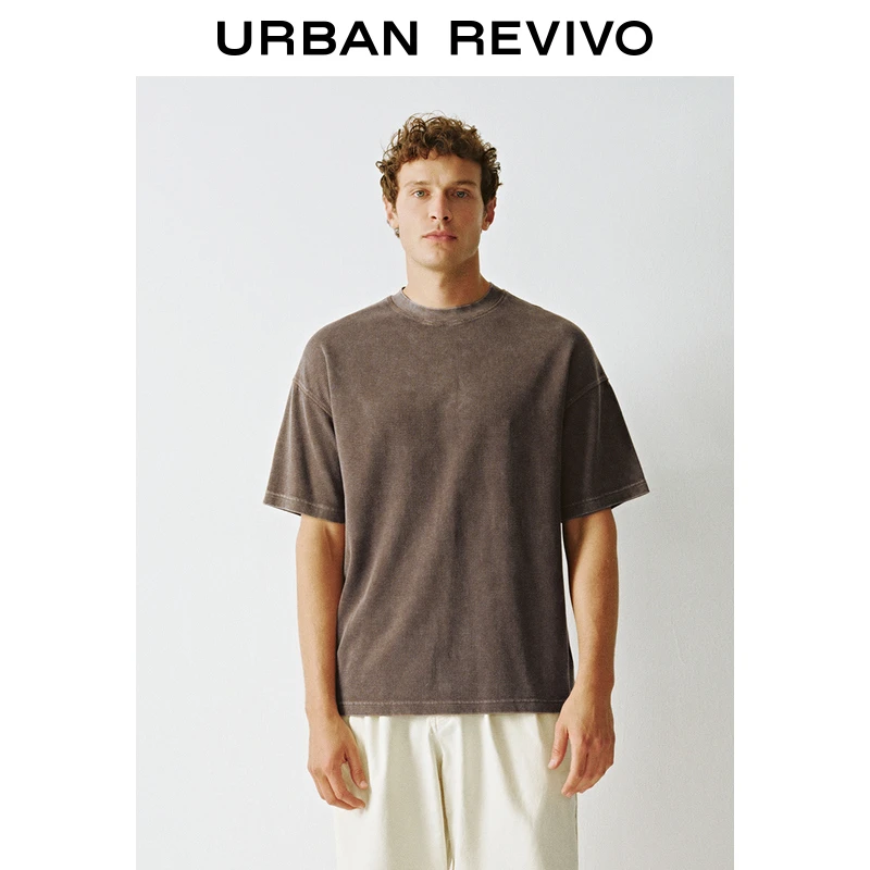 UR2025春季新款男装时髦街潮风肌理感圆领短袖T恤UML450048