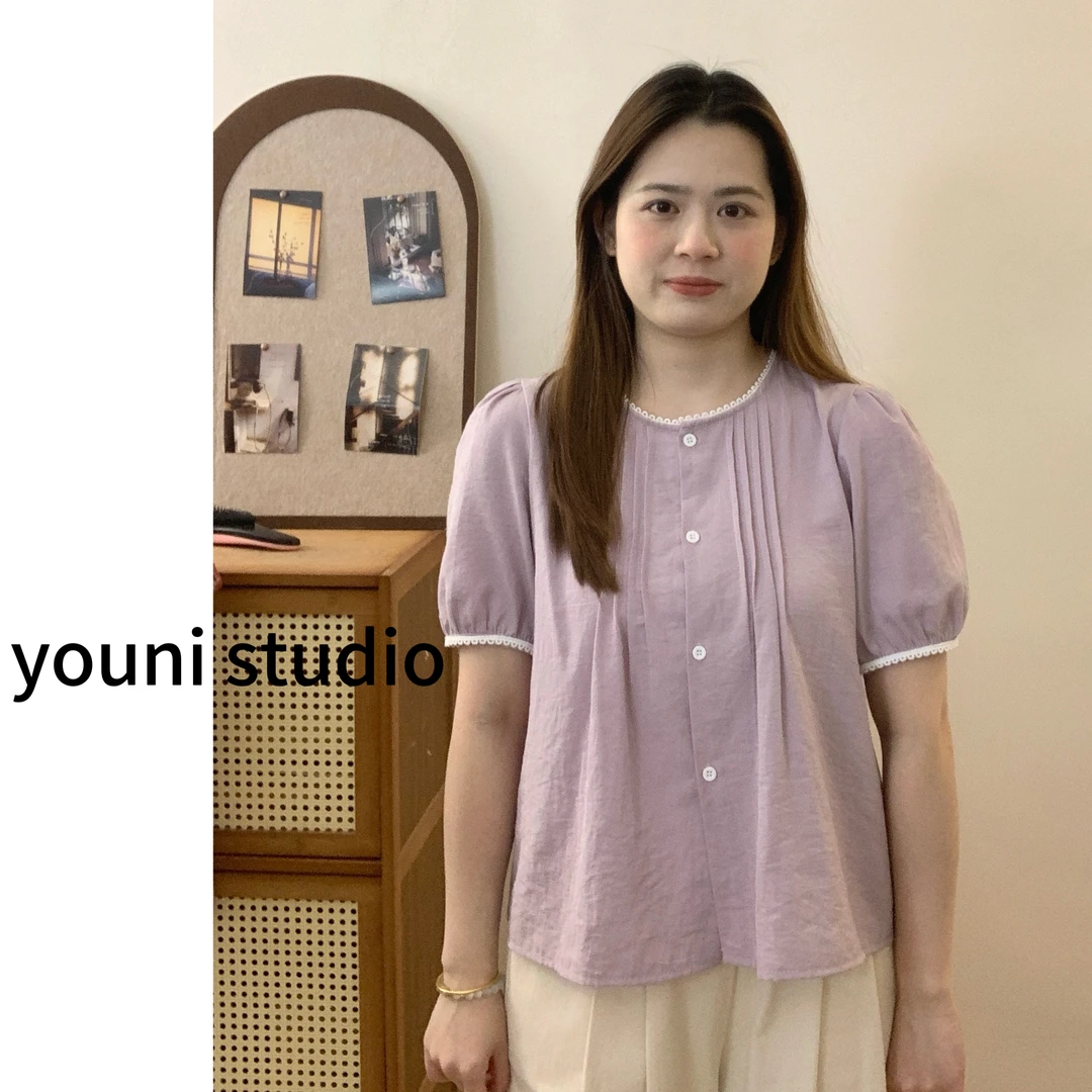 【youni】夏款韩系ins风简约气质小衫