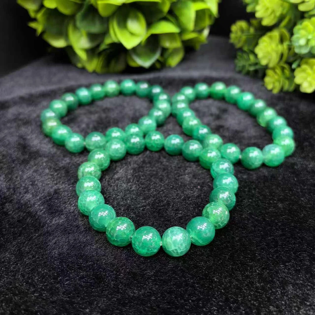 S7272八角玄冰寒灵草玛瑙绿手串-多样性发货只发一件