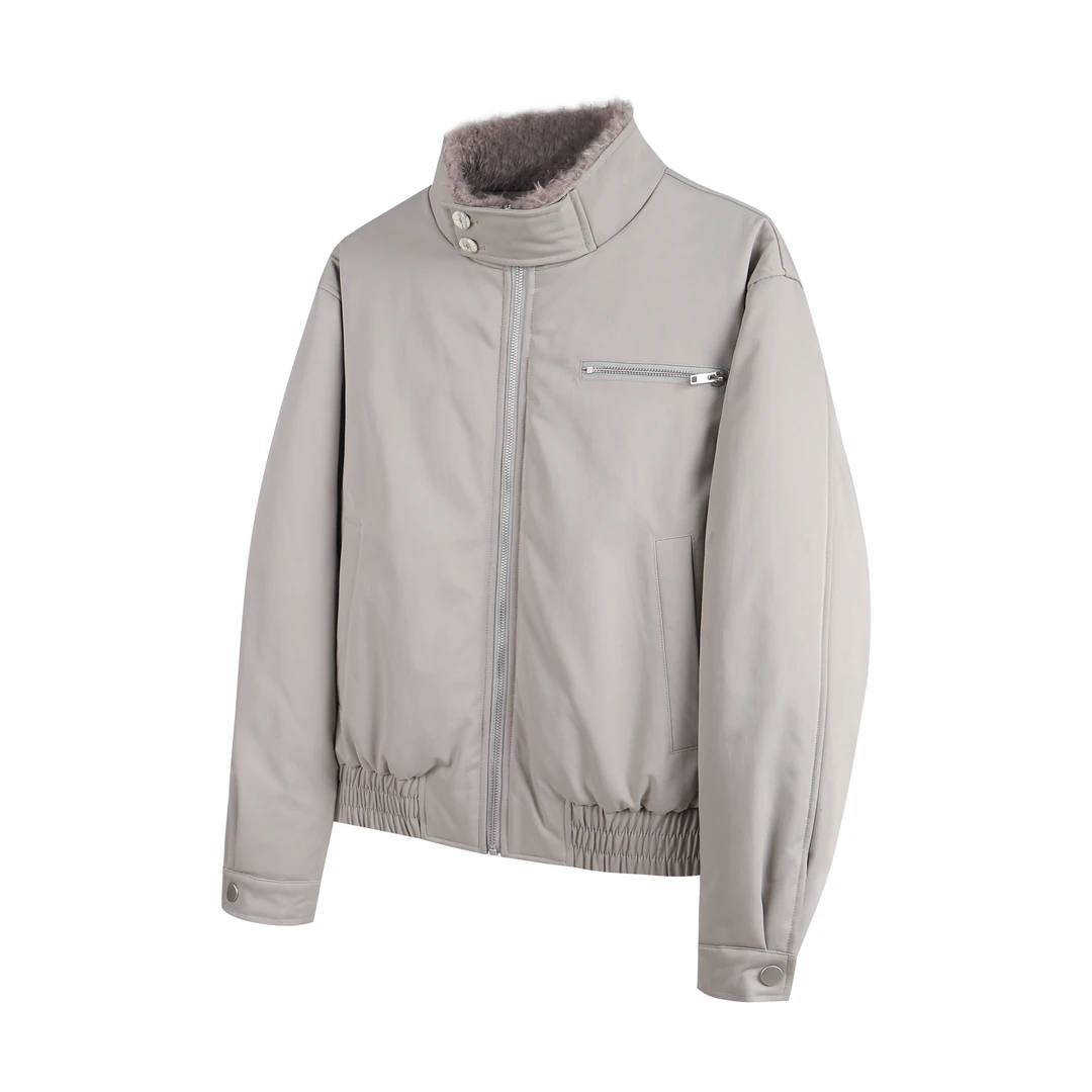 WICstudio毛领哈灵顿棉服版型冬保暖上衣活页分割bomber短款夹克