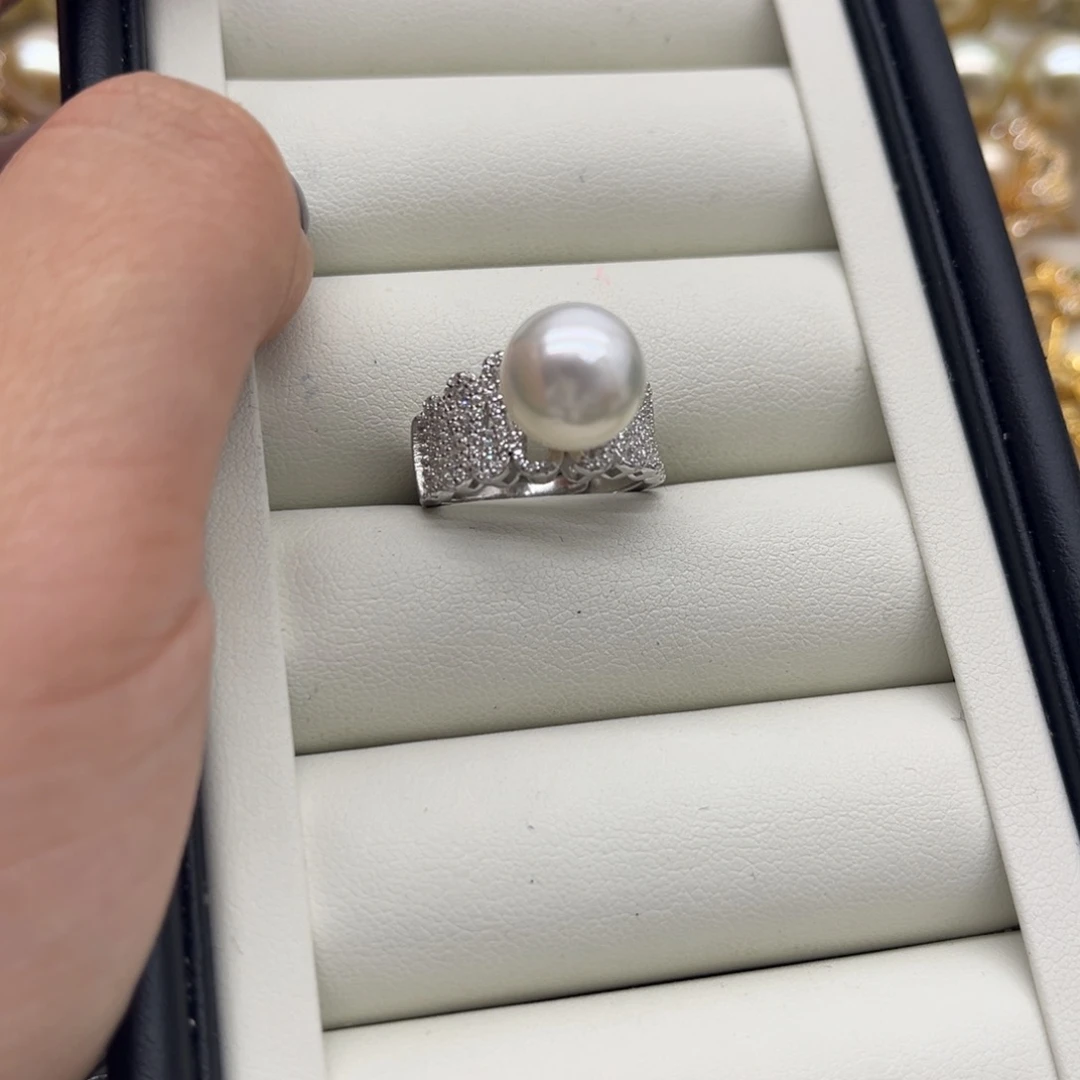 银S925镶嵌海水珍珠戒指