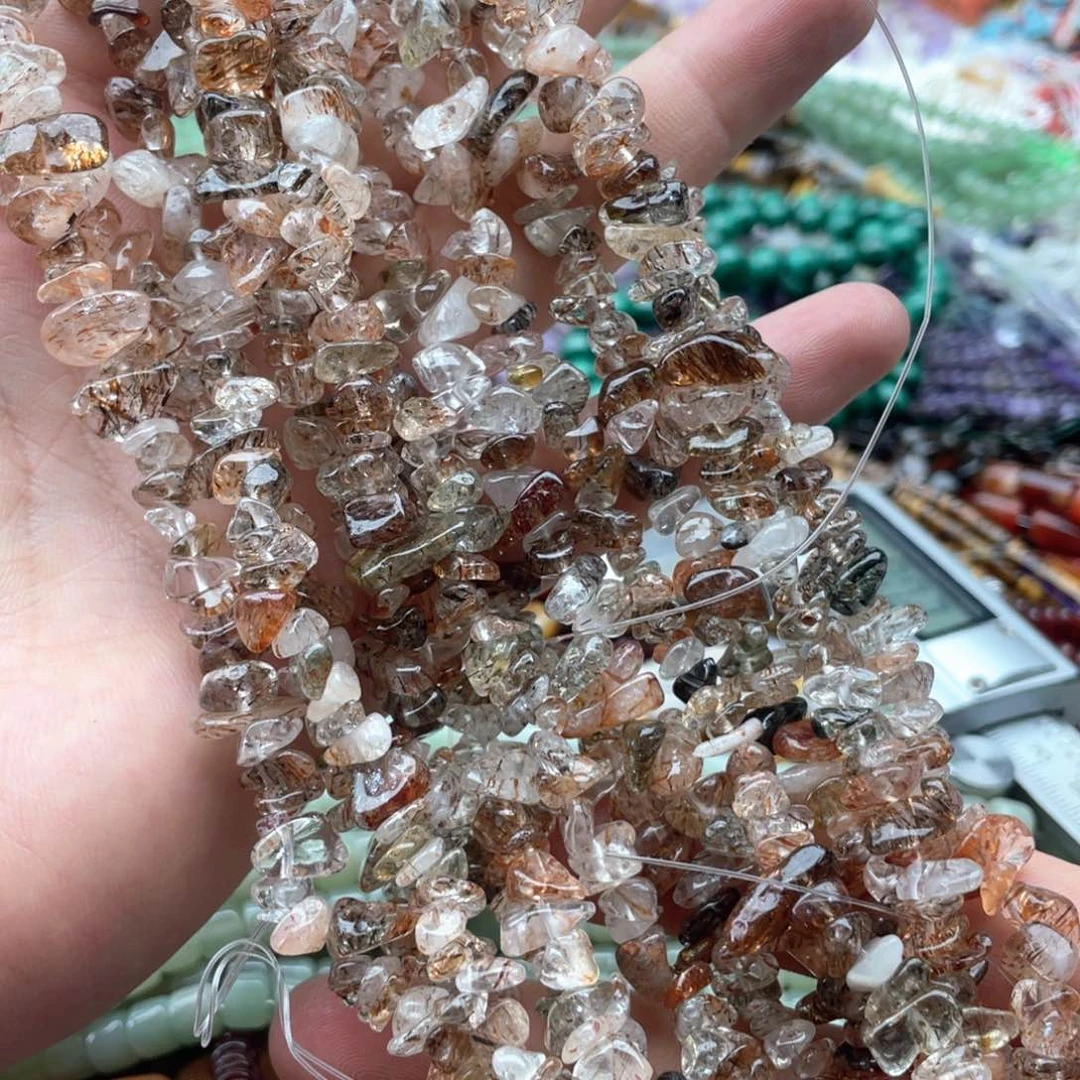 玛瑙/玉髓未镶嵌珠宝半成品一条装6～10黑金传奇碎石80公分