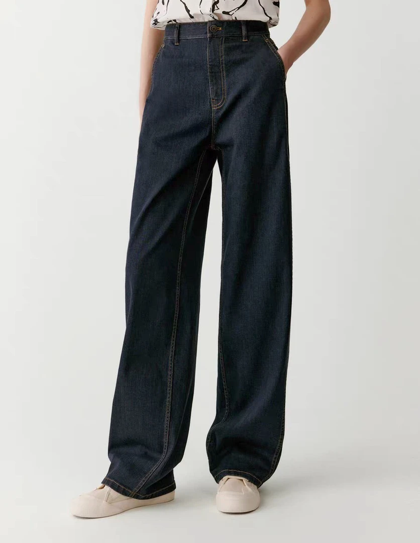 韩版女装韩系gui上同款时尚百搭阔腿弯刀显瘦牛仔裤裤女春季新款