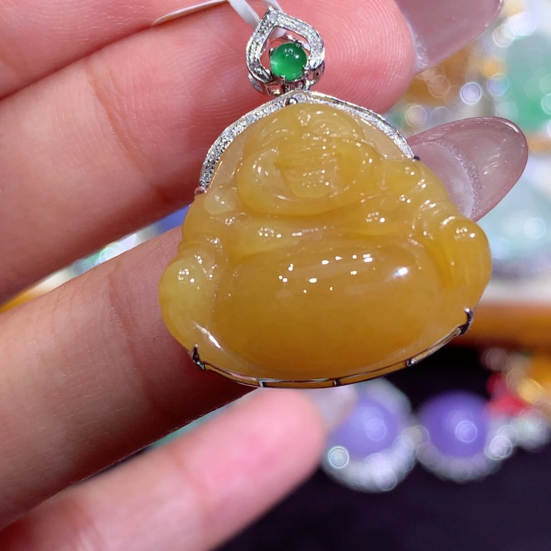 翡翠18K金镶嵌吊坠(不含链)