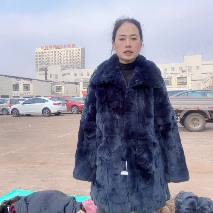 明****7深蓝色中长款xl外套