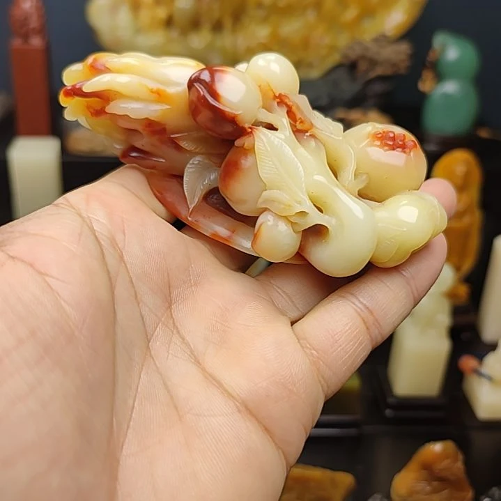 寿山石印石手把件手把件