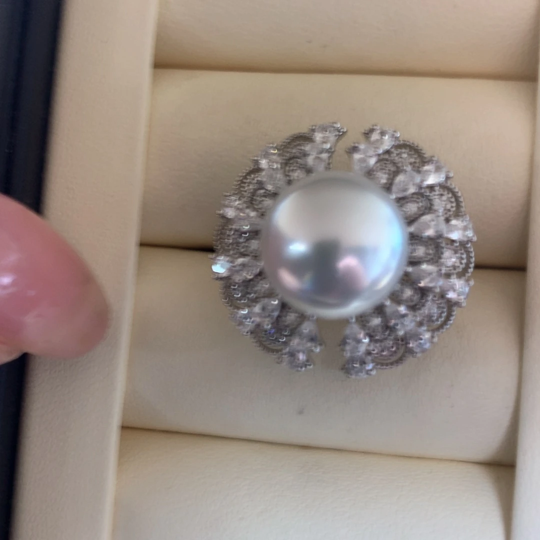 银S925镶嵌海水珍珠戒指