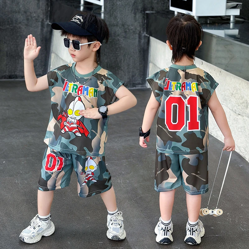 男童夏装套装2025年款宝宝夏季薄款衣服帅气小男孩奥特曼潮牌童装