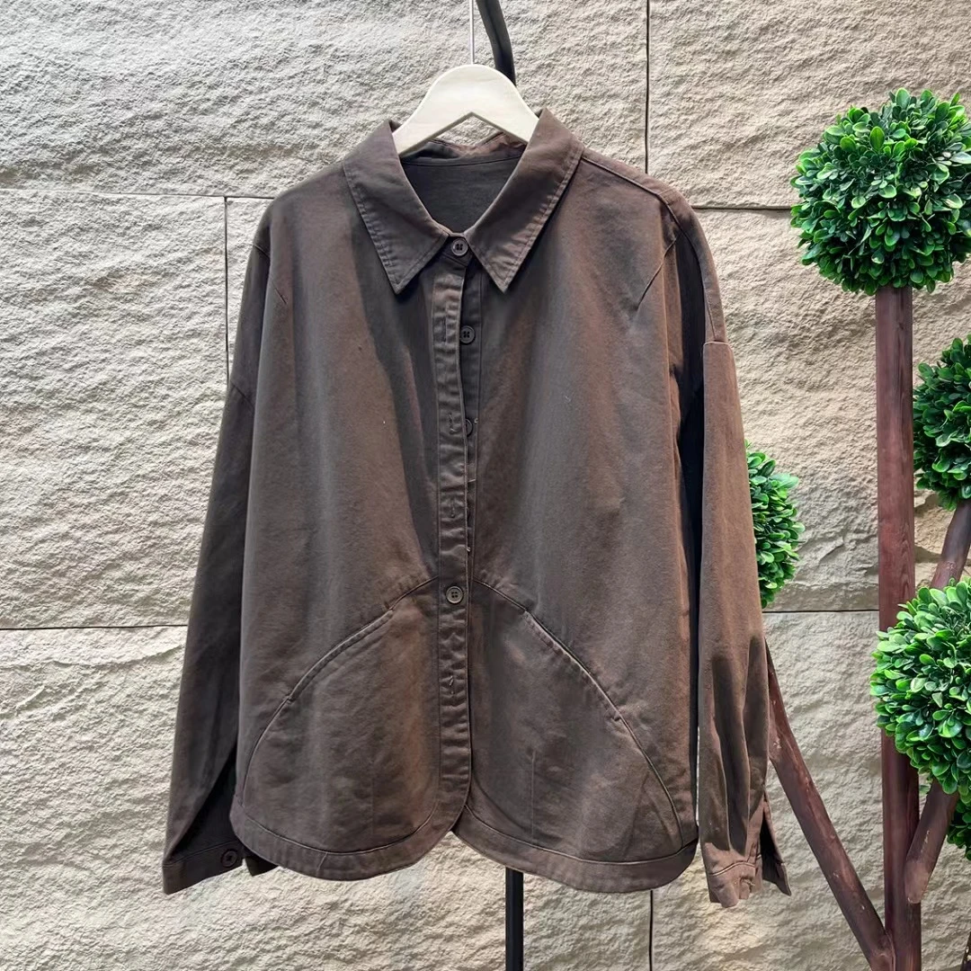 8374新款春秋休闲减龄简约宽松长袖T恤