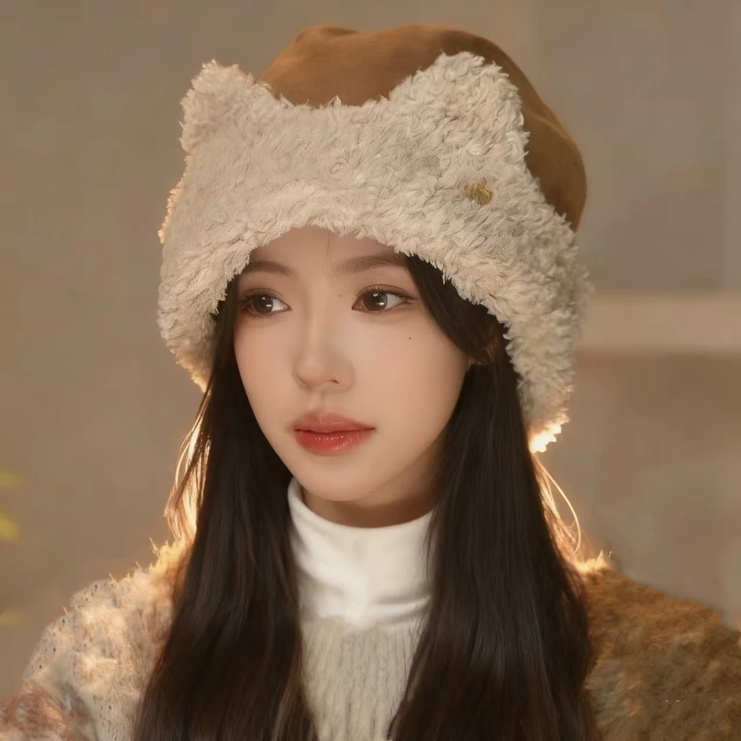 【新款上新】大头围毛绒可爱小熊耳朵雷锋帽显脸小保暖防寒护耳帽子