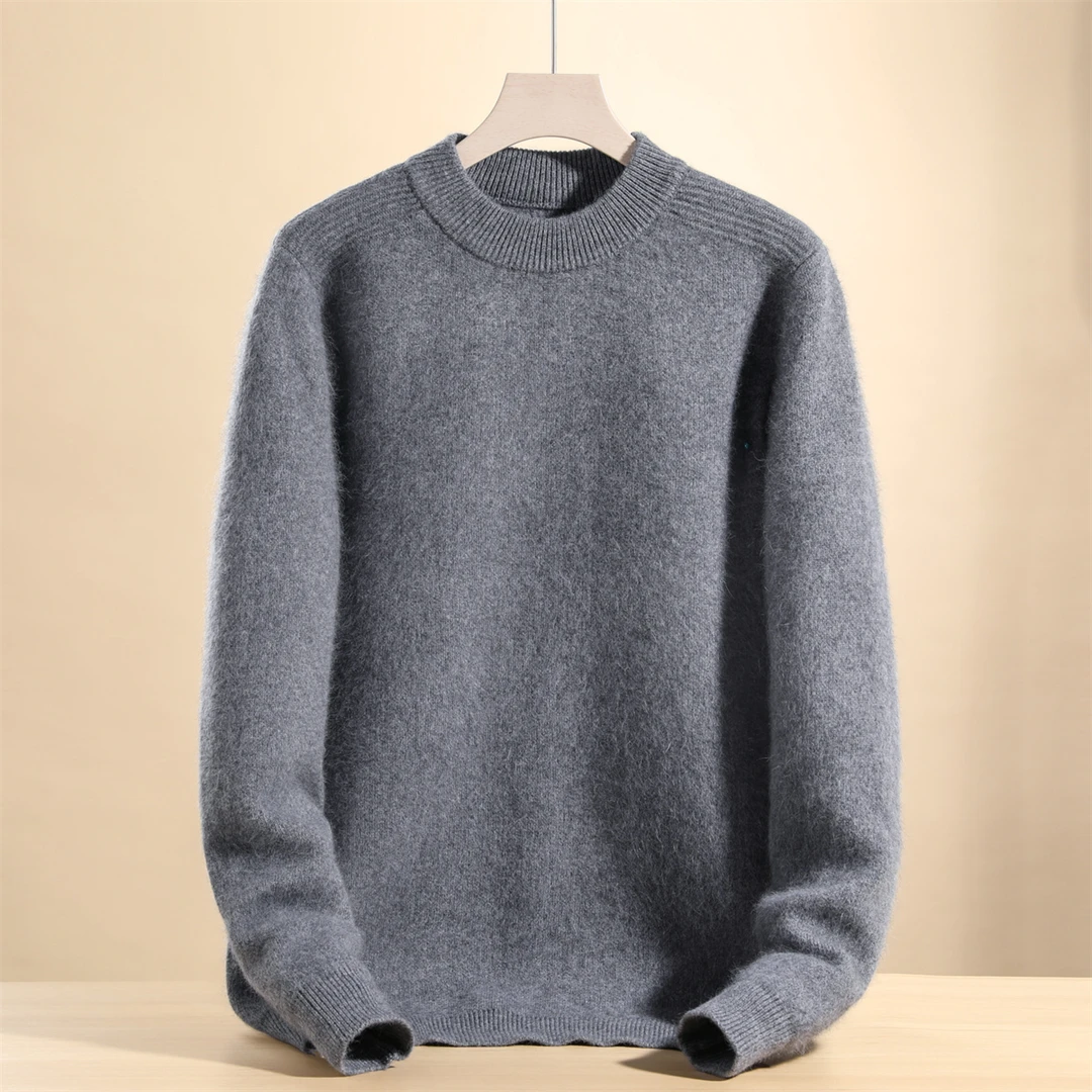 超厚款羊绒衫圆领套头保暖防寒爸爸装纯色百搭冬季男装厂家直发